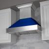 image42quot Ducted DuraSnow Stainless Steel Range Hood with Blue Gloss Shell 8654BG42