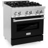 imageZLINE 30 in 40 cu ft Legacy Dual Fuel Range with 4 Burner Gas Cooktop and Electric Convection Oven in Stainless Steel and Black Matte Door RABLM30