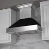 imageZLINE 30 in Ducted Satin Stainless Steel Wall Mount Range Hood with Black Matte Shell 8654BLM30