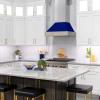 imageZLINE 30 in Ducted Satin Stainless Steel Wall Mount Range Hood with Blue Gloss Shell 8654BG30