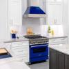 imageZLINE 30 in Ducted Satin Stainless Steel Wall Mount Range Hood with Blue Gloss Shell 8654BG30