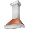 imageZLINE 30 in Ducted Satin Stainless Steel Wall Mount Range Hood with Copper Shell 8654C30
