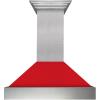 imageZLINE 30 in Ducted Satin Stainless Steel Wall Mount Range Hood with Red Matte Shell 8654RM30