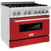 imageZLINE 36 in 46 cu ft Legacy Dual Fuel Range with 6 Burner Gas Cooktop and Electric Convection Oven in Stainless Steel and Red Matte Door RARM36