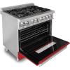 imageZLINE 36 in 46 cu ft Legacy Dual Fuel Range with 6 Burner Gas Cooktop and Electric Convection Oven in Stainless Steel and Red Matte Door RARM36
