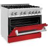 imageZLINE 36 in 46 cu ft Legacy Dual Fuel Range with 6 Burner Gas Cooktop and Electric Convection Oven in Stainless Steel and Red Matte Door RARM36