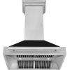 imageZLINE 36 in Ducted Satin Stainless Steel Wall Mount Range Hood with Black Matte Shell 8654BLM36