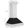 imageZLINE 36 in Ducted Satin Stainless Steel Wall Mount Range Hood with Black Matte Shell 8654BLM36