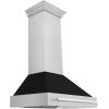 imageZLINE 36 in Ducted Satin Stainless Steel Wall Mount Range Hood with Black Matte Shell 8654BLM36