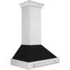 imageZLINE 36 in Ducted Satin Stainless Steel Wall Mount Range Hood with Black Matte Shell 8654BLM36