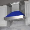 imageZLINE 36 in Ducted Satin Stainless Steel Wall Mount Range Hood with Blue Matte Shell 8654BM36