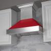 imageZLINE 36 in Ducted Satin Stainless Steel Wall Mount Range Hood with Red Gloss Shell 8654RG36