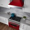 imageZLINE 36 in Ducted Satin Stainless Steel Wall Mount Range Hood with Red Gloss Shell 8654RG36