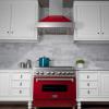 imageZLINE 36 in Ducted Satin Stainless Steel Wall Mount Range Hood with Red Gloss Shell 8654RG36