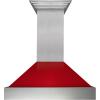 imageZLINE 36 in Ducted Satin Stainless Steel Wall Mount Range Hood with Red Gloss Shell 8654RG36