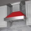 imageZLINE 36 in Ducted Satin Stainless Steel Wall Mount Range Hood with Red Matte Shell 8654RM36