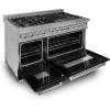 imageZLINE 48 in 60 cu ft Legacy Dual Fuel Range with 7 Burner Gas Cooktop and 2 Electric Ovens in Satin Stainless Steel and Black Matte Doors RASBLM48