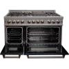 imageZLINE 48 in 60 cu ft Legacy Dual Fuel Range with 7 Burner Gas Cooktop and 2 Electric Ovens in Satin Stainless Steel and Black Matte Doors RASBLM48