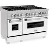 imageZLINE 48 in 60 cu ft Legacy Dual Fuel Range with 7 Burner Gas Cooktop and 2 Electric Ovens in Satin Stainless Steel and White Matte Doors RASWM48