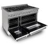 imageZLINE 48 in 60 cu ft Legacy Dual Fuel Range with 7 Burner Gas Cooktop and 2 Electric Ovens in Satin Stainless Steel and White Matte Doors RASWM48