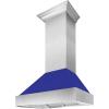imageZLINE 48 in Ducted Satin Stainless Steel Wall Mount Range Hood with Blue Matte Shell 8654BM48