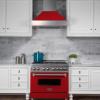 imageZLINE 48 in Ducted Satin Stainless Steel Wall Mount Range Hood with Red Matte Shell 8654RM48