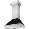imageZLINE 30 in Ducted Satin Stainless Steel Wall Mount Range Hood with Black Matte Shell 8654BLM30
