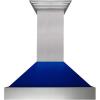 imageZLINE 30 in Ducted Satin Stainless Steel Wall Mount Range Hood with Blue Gloss Shell 8654BG30