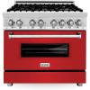 imageZLINE 36 in 46 cu ft Legacy Dual Fuel Range with 6 Burner Gas Cooktop and Electric Convection Oven in Stainless Steel and Red Matte Door RARM36