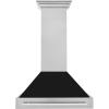 imageZLINE 36 in Ducted Satin Stainless Steel Wall Mount Range Hood with Black Matte Shell 8654BLM36