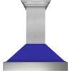imageZLINE 36 in Ducted Satin Stainless Steel Wall Mount Range Hood with Blue Matte Shell 8654BM36