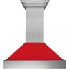 imageZLINE 36 in Ducted Satin Stainless Steel Wall Mount Range Hood with Red Matte Shell 8654RM36