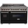 imageZLINE 48 in 60 cu ft Legacy Dual Fuel Range with 7 Burner Gas Cooktop and 2 Electric Ovens in Satin Stainless Steel and Black Matte Doors RASBLM48
