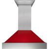 imageZLINE 48 in Ducted Satin Stainless Steel Wall Mount Range Hood with Red Gloss Shell 8654RG48