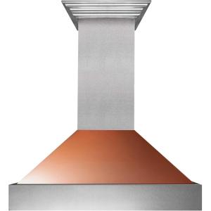 imageZLINE 30 in Ducted Satin Stainless Steel Wall Mount Range Hood with Copper Shell 8654C30