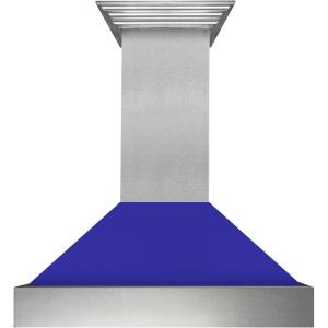 imageZLINE 48 in Ducted Satin Stainless Steel Wall Mount Range Hood with Blue Matte Shell 8654BM48