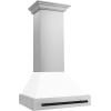 image30quot ZLINE Autograph Edition Stainless Steel Range Hood with White Matte Shell and Matte Black Handle