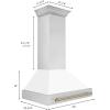 image36quot ZLINE Autograph Edition Stainless Steel Range Hood with White Matte Shell and Champagne Bronze Handle 8654STZWM36CB