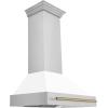 image36quot ZLINE Autograph Edition Stainless Steel Range Hood with White Matte Shell and Champagne Bronze Handle 8654STZWM36CB