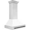 image36quot ZLINE Autograph Edition Stainless Steel Range Hood with White Matte Shell and Matte Black Handle 8654STZWM36MB