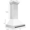 image36quot ZLINE Autograph Edition Stainless Steel Range Hood with White Matte Shell and Matte Black Handle 8654STZWM36MB