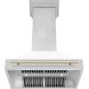 image36quot ZLINE Autograph Edition Stainless Steel Range Hood with White Matte Shell and Polished Gold Handle