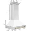 image36quot ZLINE Autograph Edition Stainless Steel Range Hood with White Matte Shell and Polished Gold Handle