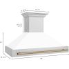 image48quot ZLINE Autograph Edition Stainless Steel Range Hood with White Matte Shell and Champagne Bronze Handle 8654STZWM48CB