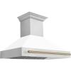 image48quot ZLINE Autograph Edition Stainless Steel Range Hood with White Matte Shell and Champagne Bronze Handle 8654STZWM48CB