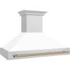 image48quot ZLINE Autograph Edition Stainless Steel Range Hood with White Matte Shell and Champagne Bronze Handle 8654STZWM48CB