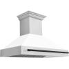 image48quot ZLINE Autograph Edition Stainless Steel Range Hood with White Matte Shell and Matte Black Handle 8654STZWM48MB