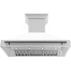image48quot ZLINE Autograph Edition Stainless Steel Range Hood with White Matte Shell and Matte Black Handle 8654STZWM48MB