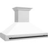 image48quot ZLINE Autograph Edition Stainless Steel Range Hood with White Matte Shell and Matte Black Handle 8654STZWM48MB