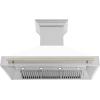 image48quot ZLINE Autograph Edition Stainless Steel Range Hood with White Matte Shell and Polished Gold Handle